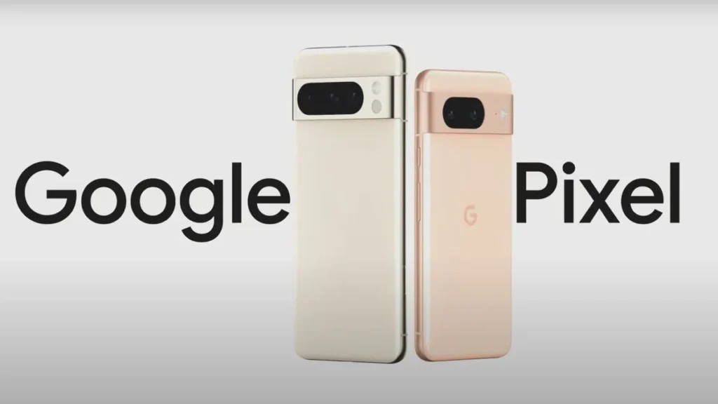 Google Pixel 9A in cinematic lighting with icons of camera, battery, and security