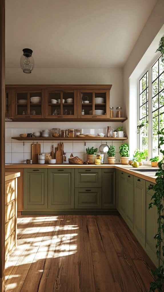 34 Inspiring Green Kitchen Cabinet Ideas for a…