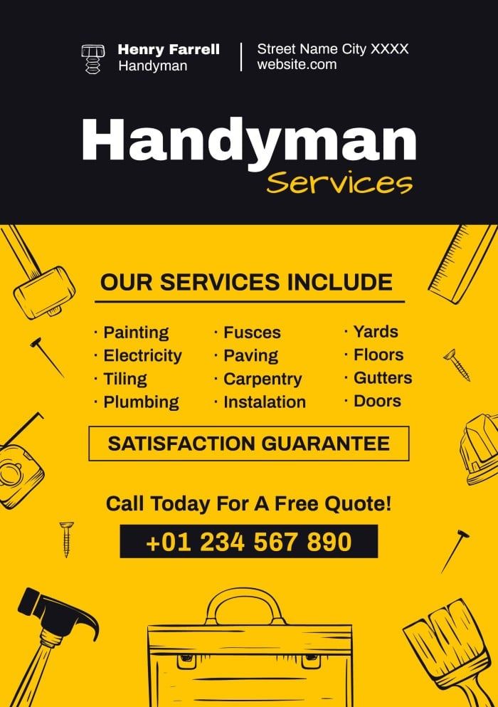 Doodle Monocolor Henry Farrell Handyman Flyer